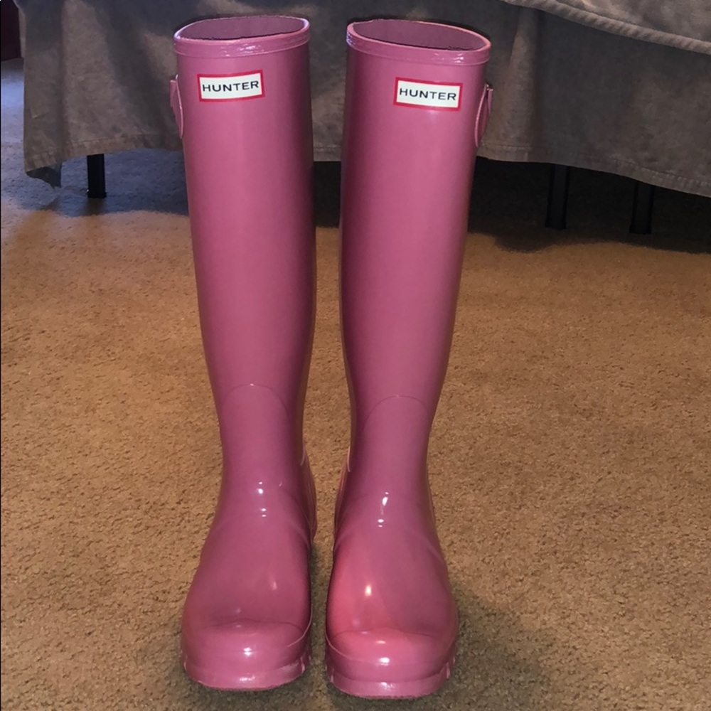 Hunter Original Tall Gloss Rain Boots - Pink